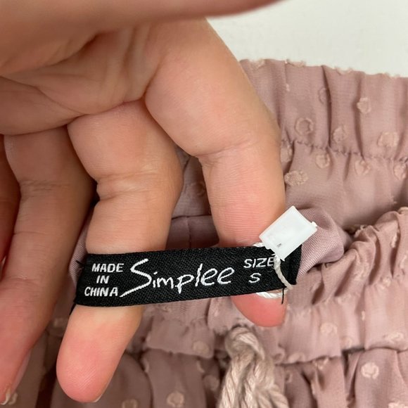 NWT Simplee Sz S Blush Pink Swiss Polka Dot Elastic Waist Balletcore‎ Skirt - Picture 5 of 8